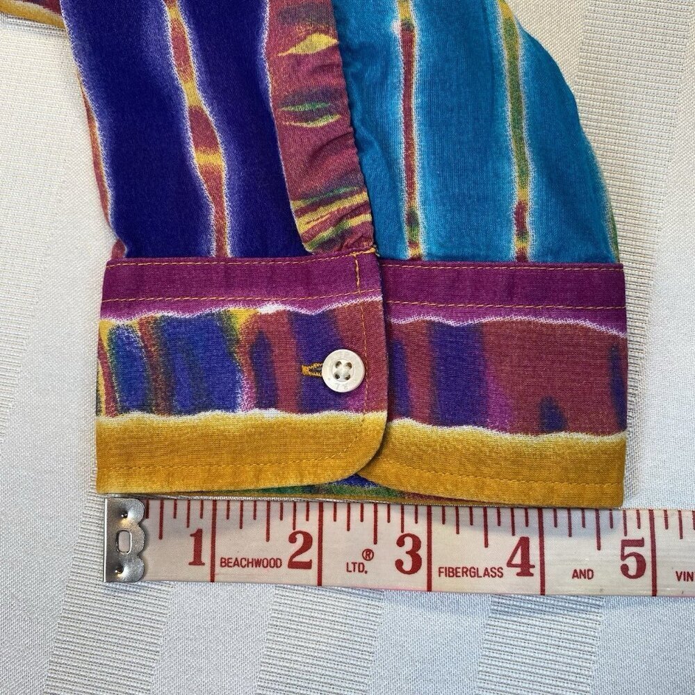 Lauren Ralph Lauren Striped Cotton Blouse Vibrant Colorful Top Sz S 3/4 Sleeves - Picture 7 of 12